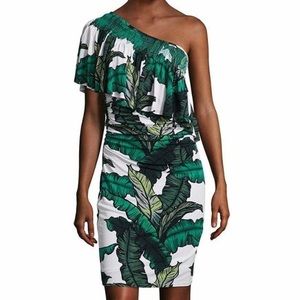Tracy Reese One-Shoulder Flounce Top - palm leaf print. Size Small. WORN ONCE!